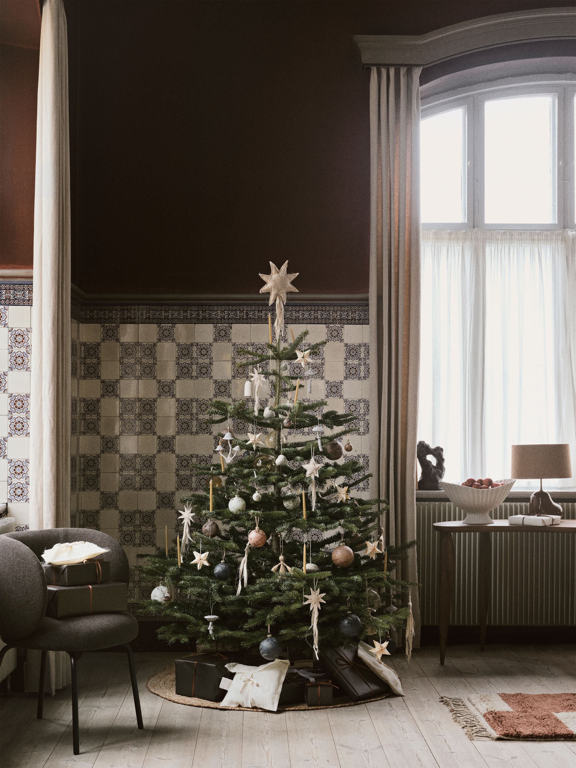 Ferm Living Paddestoel kerst ornamenten set van 4 vervaagde wit