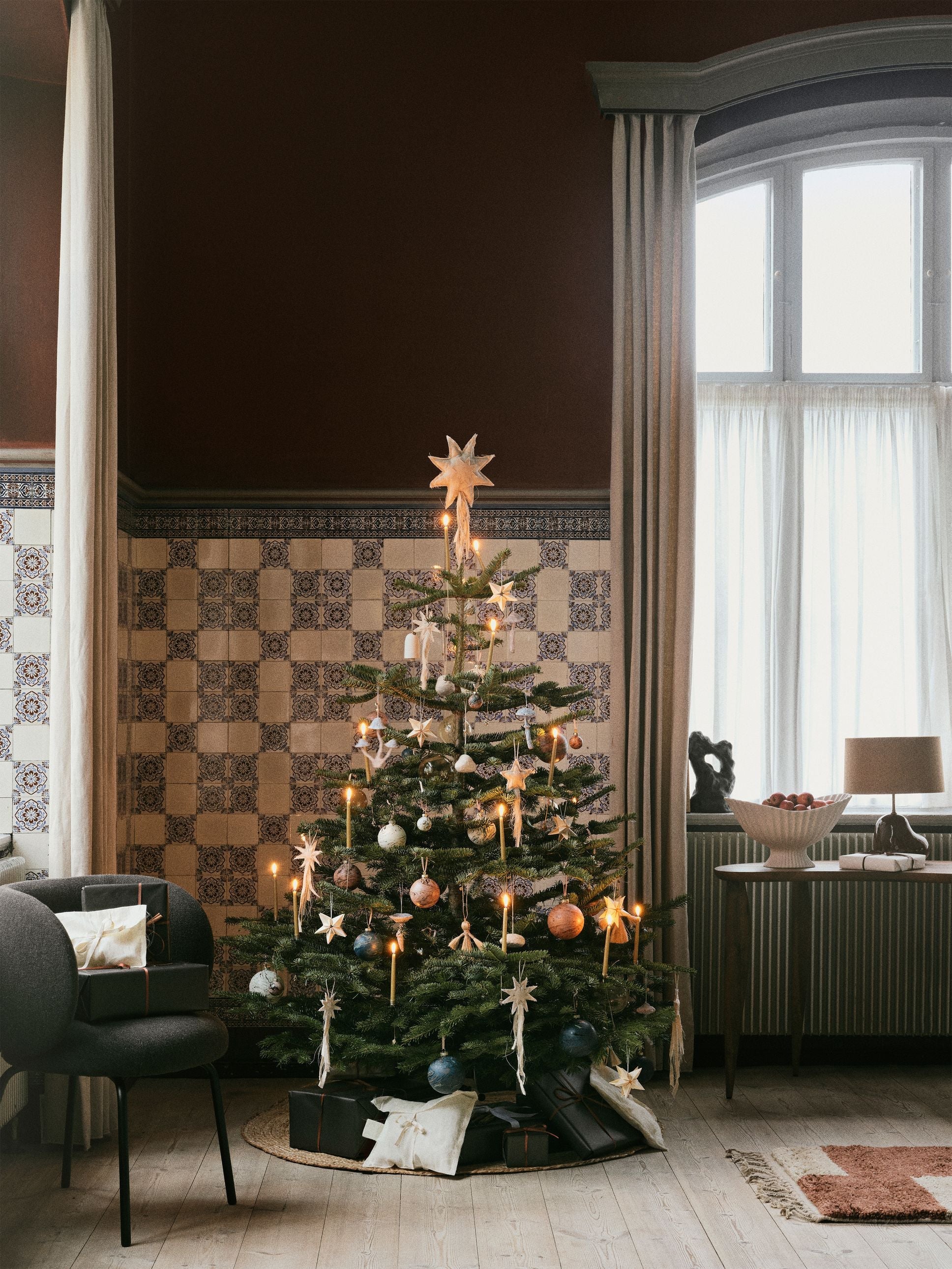 Ferm Living Paddestoel kerst ornamenten set van 4 vervaagde wit